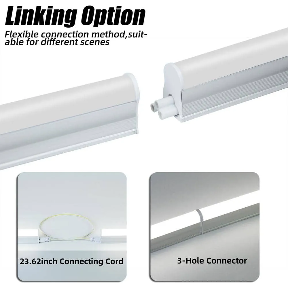 WYZM 4 ft. 80-Watt Equivalent LED T5 Shop Light 5000K Daylight,2200 Lumens,Linkable LED Shop Light(12-Pack), photo 9 of 11