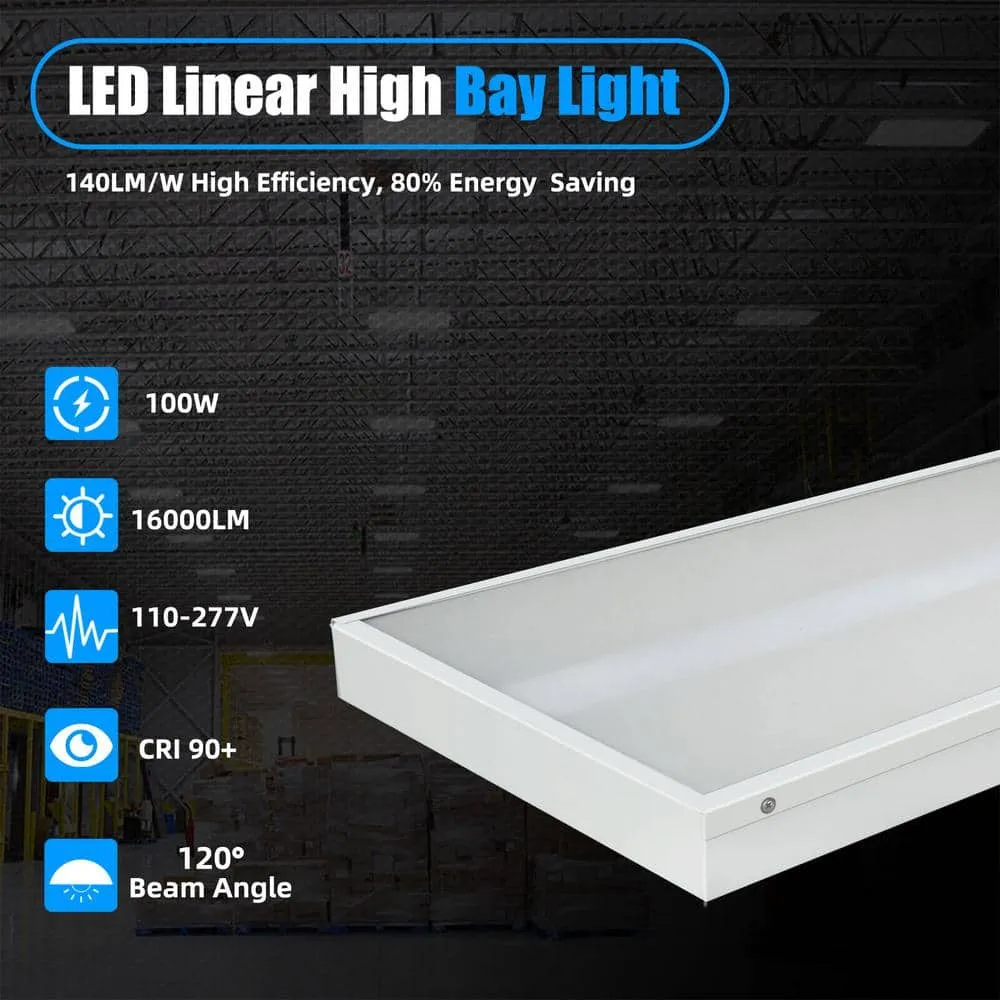 WYZM 2 ft. 400-Watt Equivalent Integrated LED White Shop High Bay Light with 16000 Lumens 5000K, photo 2 of 9