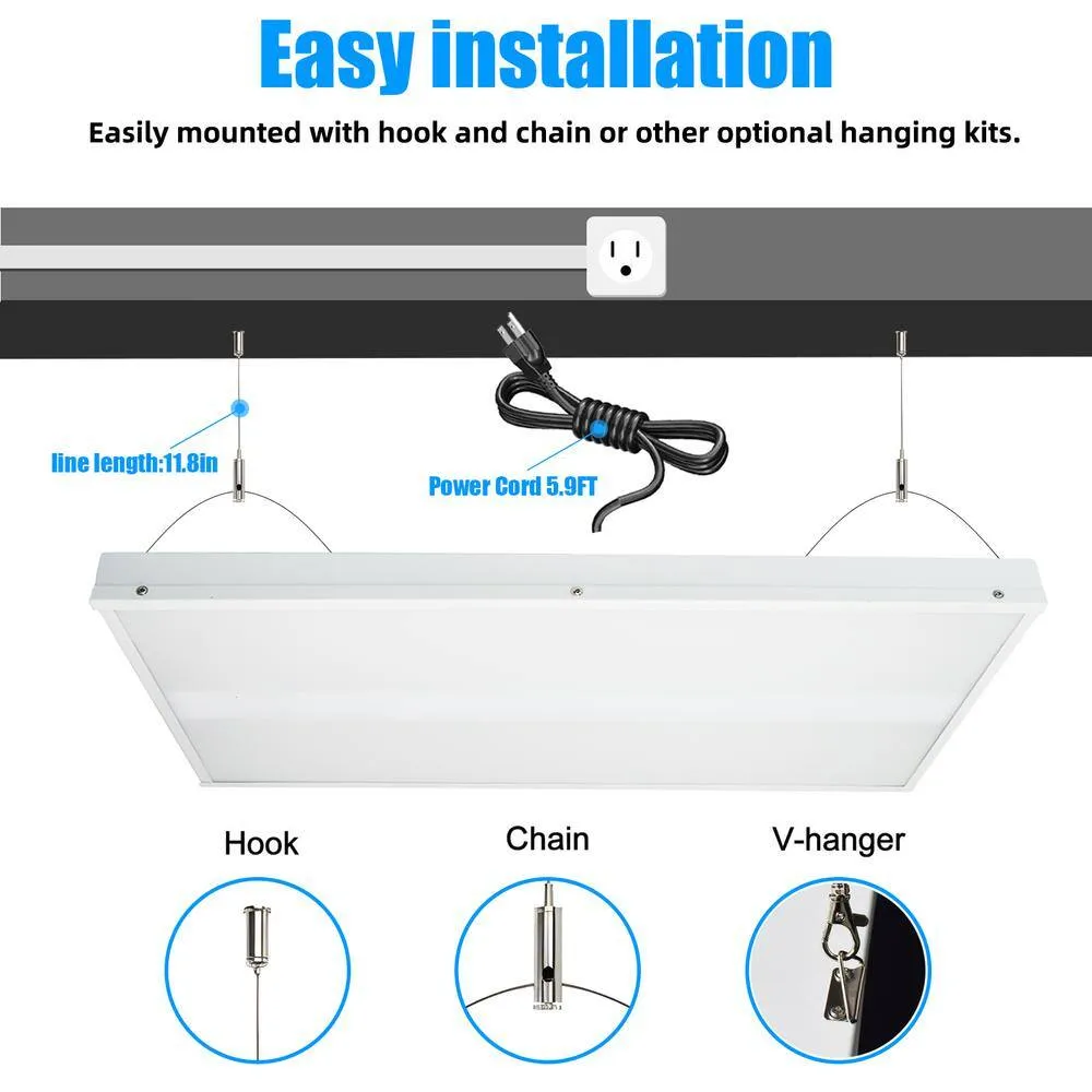 WYZM 2 ft. 400-Watt Equivalent Integrated LED White High Bay Light with 16000Lumens 120-277V 5000K Daylight (4-Pack), photo 3 of 10