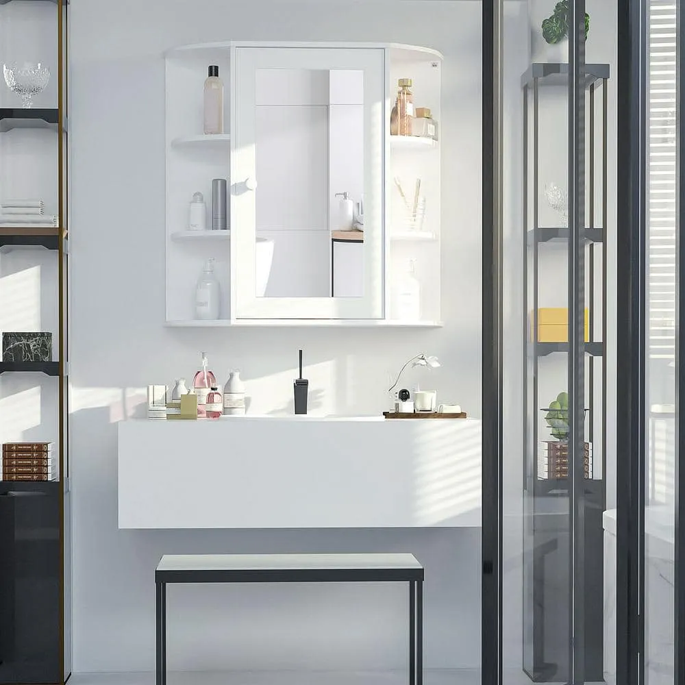 HOMCOM 26 in. W x 24.75 in. H Rectangular Medicine Cabinet with Mirror, photo 6 of 6