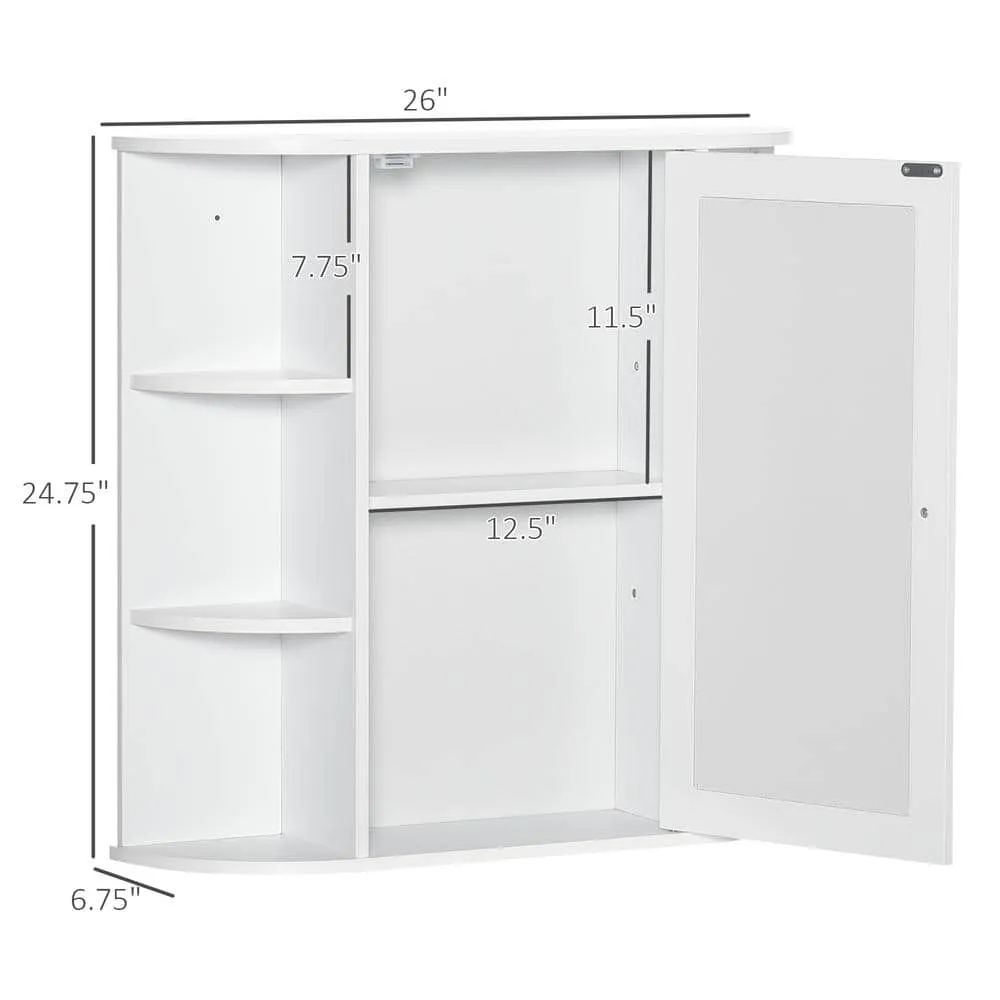 HOMCOM 26 in. W x 24.75 in. H Rectangular Medicine Cabinet with Mirror, photo 3 of 6