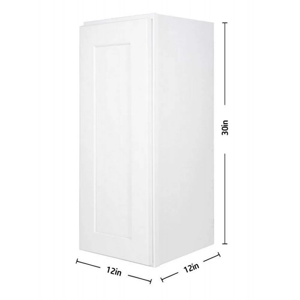 HOMEIBRO Newport Wall Cabinet White Shaker Style Plywood Stock 1-Door 12 in. W x 12 in. D x 30 in. H, photo 3 of 5