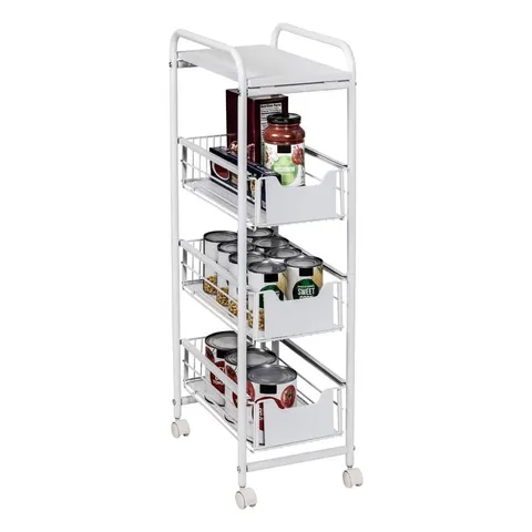 9.4 × 33.1 in White Steel 3-Drawer Rolling Cart