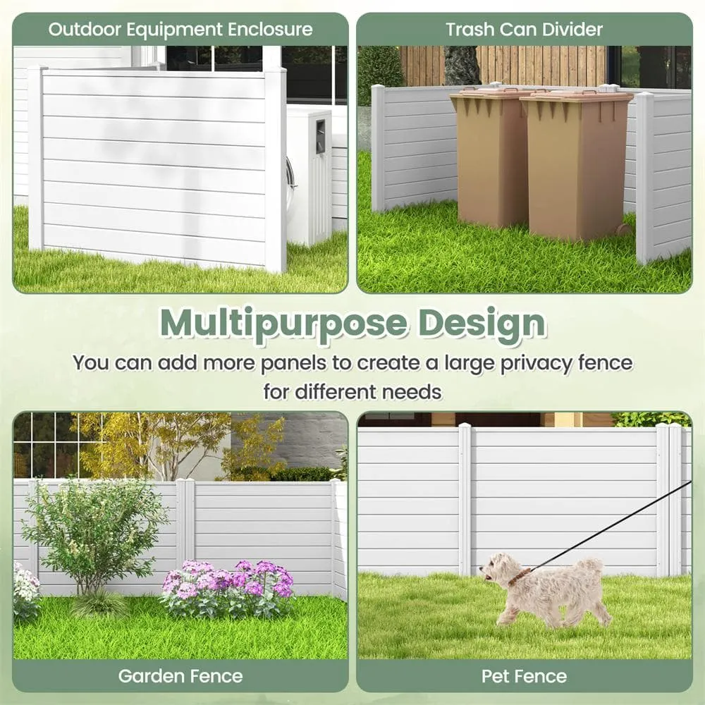 HONEY JOY 3.1 ft. x 4 ft, White Privacy Framed Flat Outdoor Vinyl Fence Panel Decorative Fence Trash Enclosure and Air Conditioner, photo 6 of 9