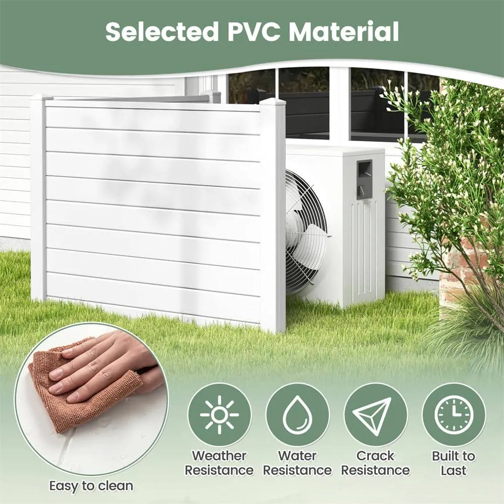 HONEY JOY 3.1 ft. x 4 ft, White Privacy Framed Flat Outdoor Vinyl Fence Panel Decorative Fence Trash Enclosure and Air Conditioner, photo 4 of 9