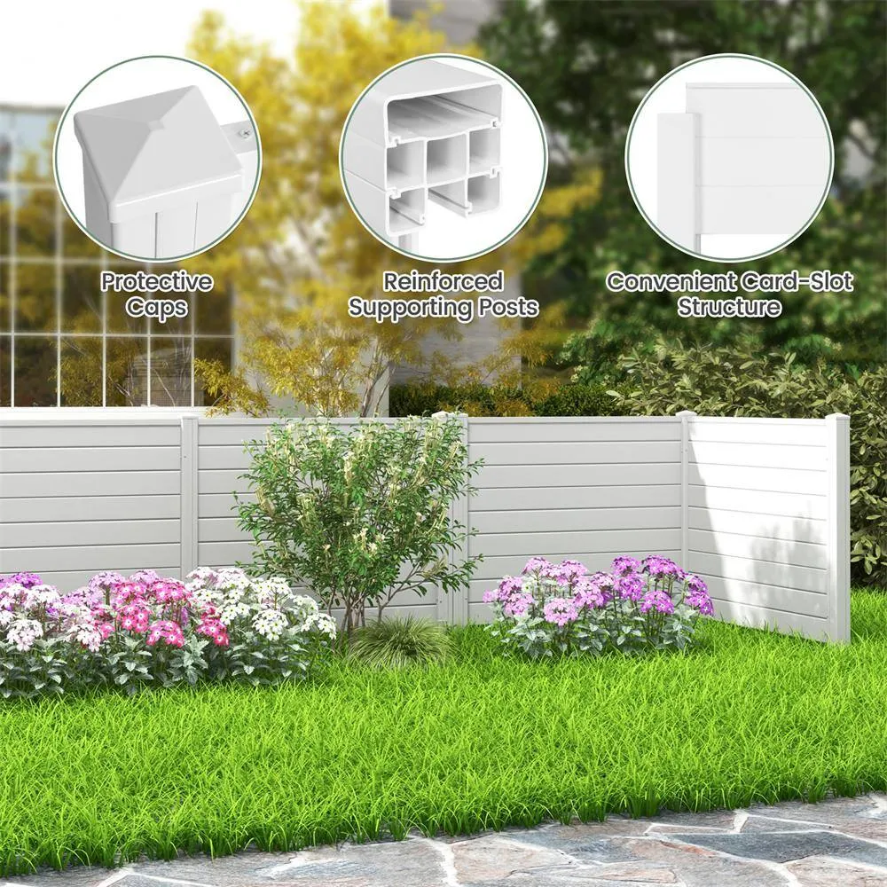 HONEY JOY 3.1 ft. x 4 ft, White Privacy Framed Flat Outdoor Vinyl Fence Panel Decorative Fence Trash Enclosure and Air Conditioner, photo 3 of 9