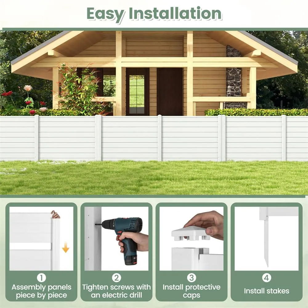 HONEY JOY 3.1 ft. x 4 ft, White Privacy Framed Flat Outdoor Vinyl Fence Panel Decorative Fence Trash Enclosure and Air Conditioner, photo 7 of 9