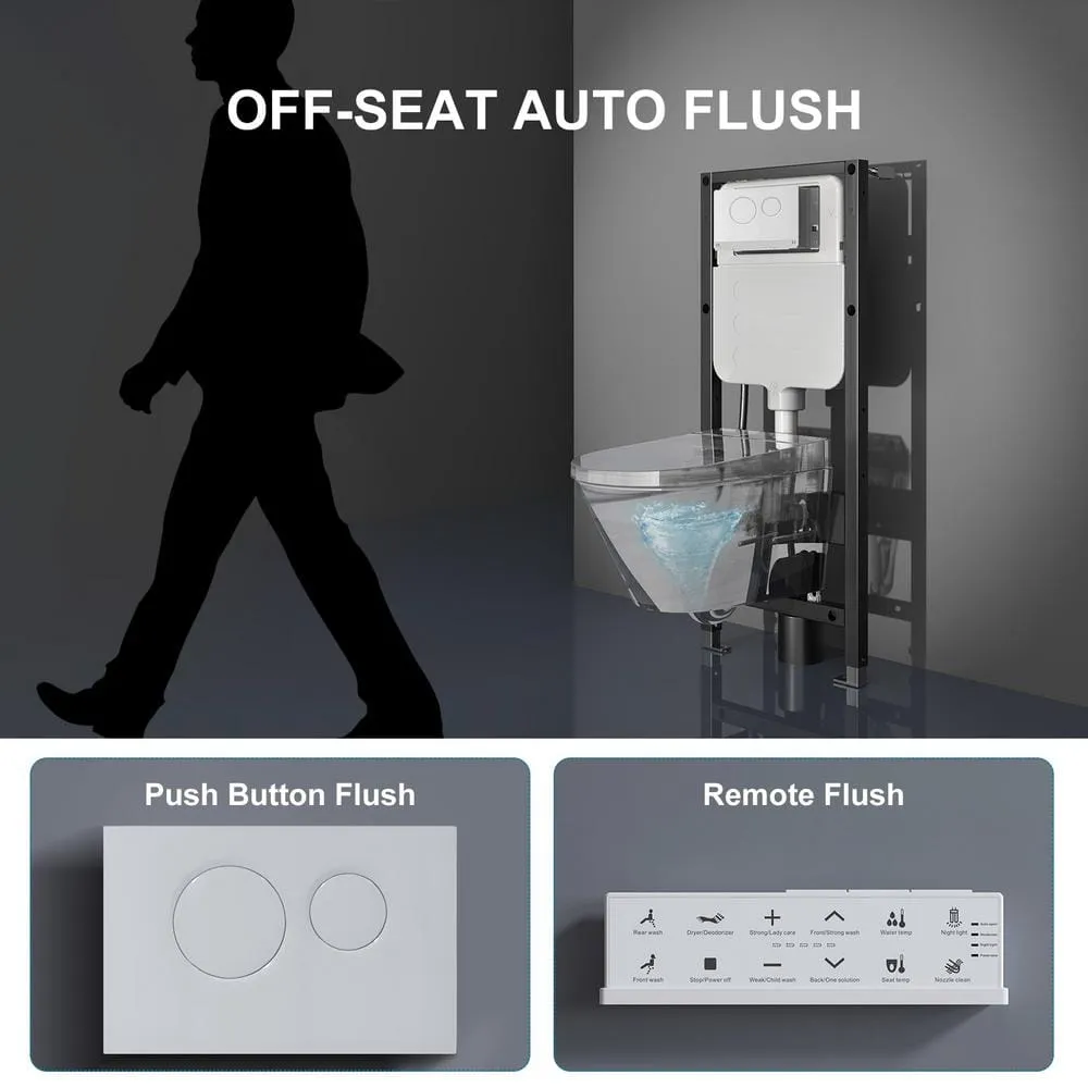 HOROW Wall Hung Elongated Smart Toilet Bidet with Night Light and Heated Seat, photo 3 of 10