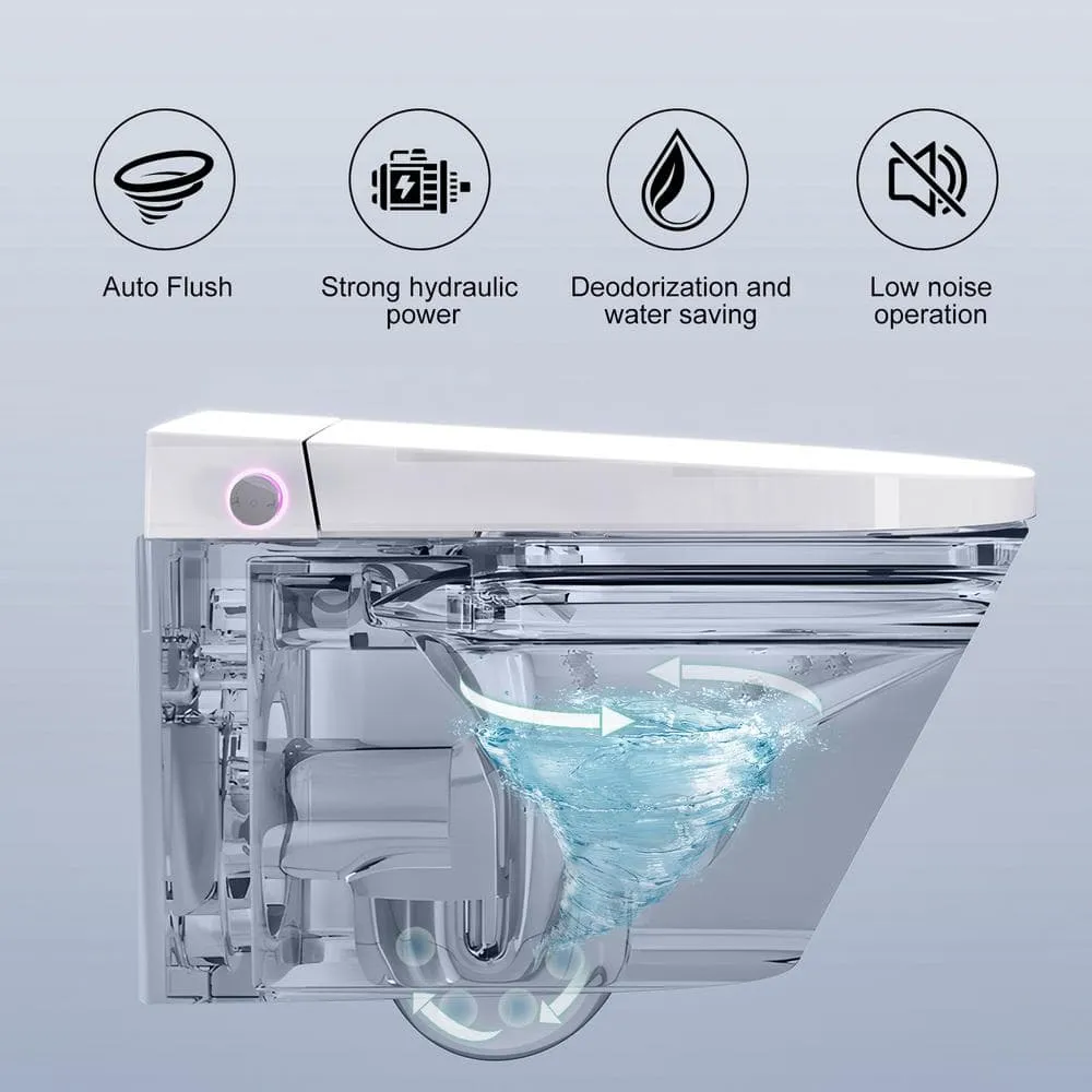 HOROW Wall Hung Elongated Smart Toilet Bidet with Night Light and Heated Seat, photo 8 of 10