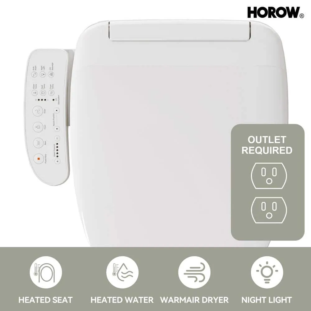 HOROW ADA Chair Height Elongated Bidet Toilet Combo with Dual Flush, Electric Bidet Seat, & Warm Air Dryer, photo 9 of 10