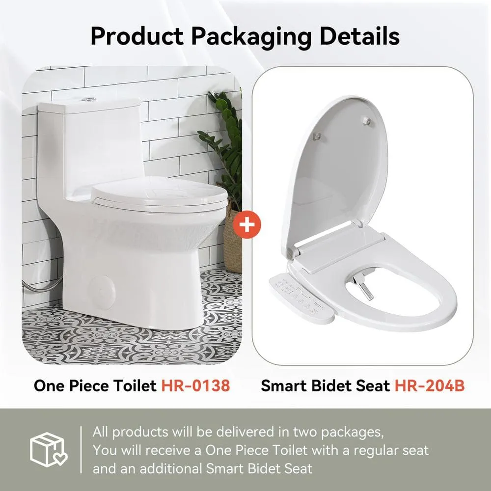HOROW ADA Chair Height Elongated Bidet Toilet Combo with Dual Flush, Electric Bidet Seat, & Warm Air Dryer, photo 6 of 10
