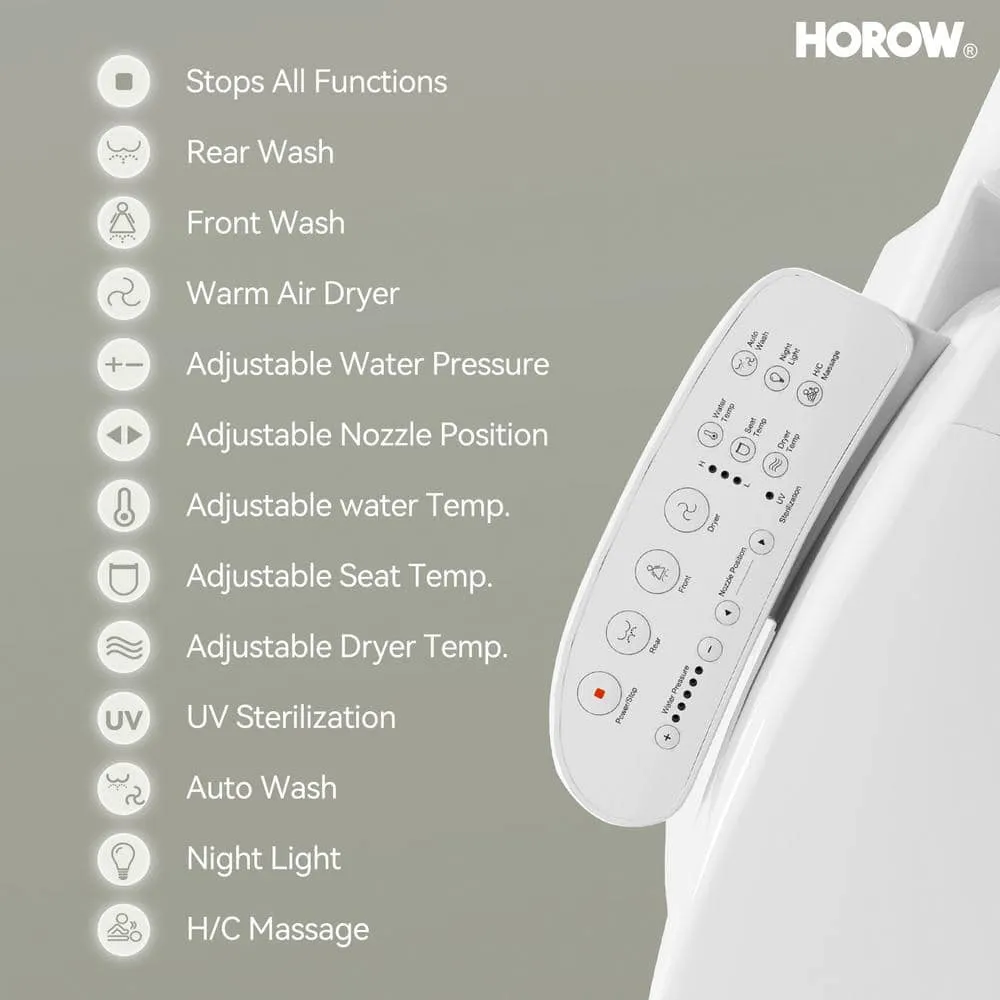 HOROW 1-piece Dual Flush Elongated ADA Toilet with Smart Bidet Seat - Brushed Gold, photo 3 of 10