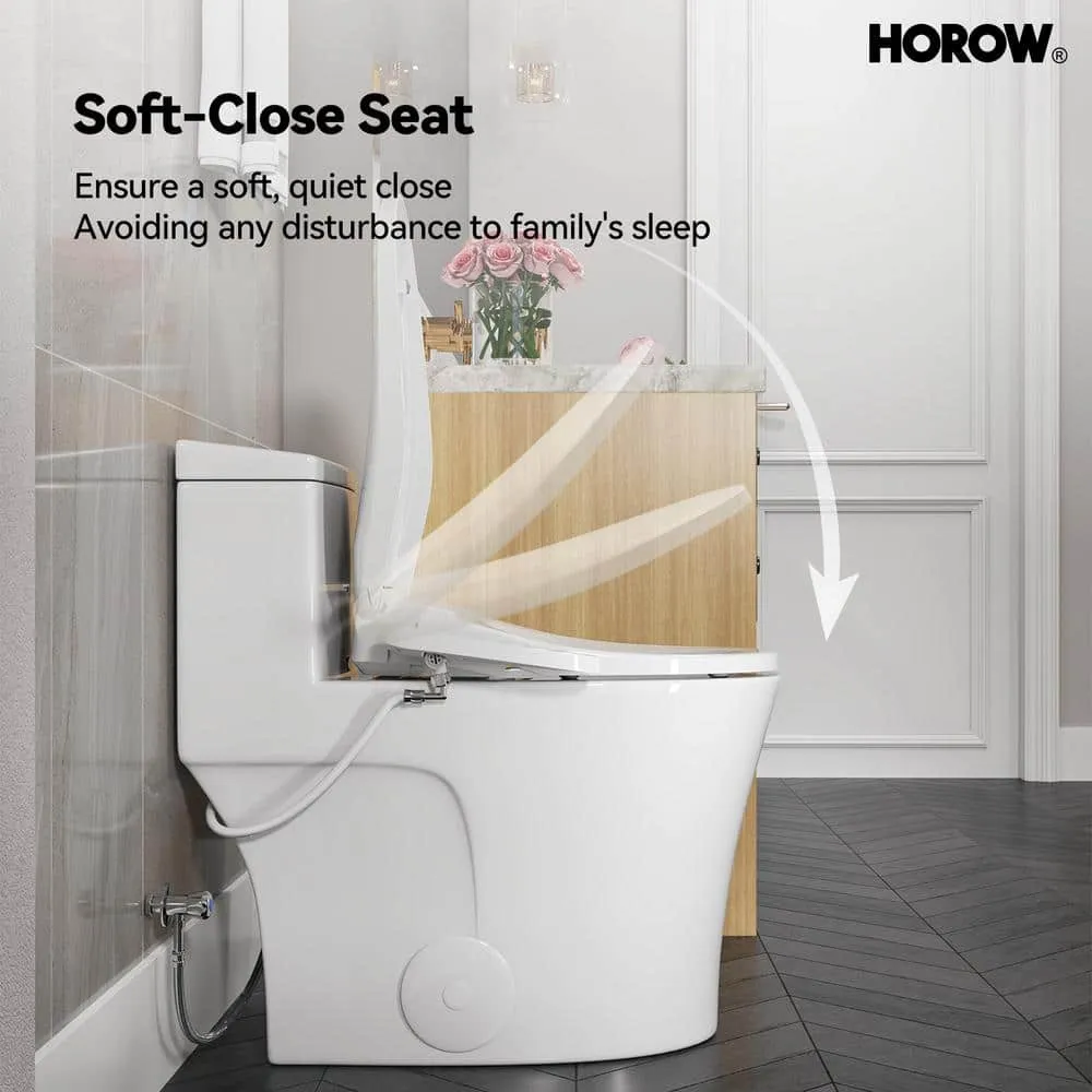 HOROW 1-piece Dual Flush Elongated ADA Toilet with Smart Bidet Seat - Brushed Gold, photo 7 of 10