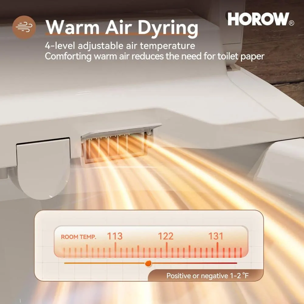 HOROW 17 in. ADA Dual Flush Elongated Toilet with Smart Bidet Seat, photo 5 of 10