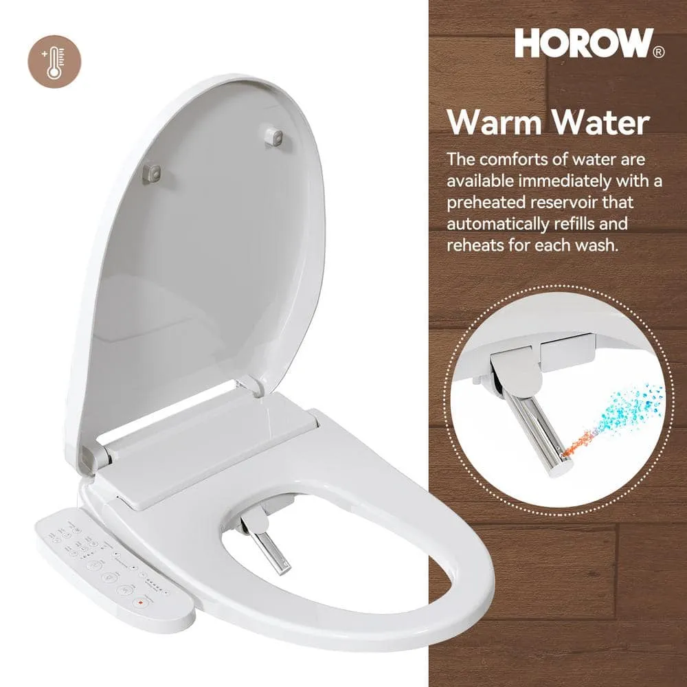 HOROW 17 in. ADA Dual Flush Elongated Toilet with Smart Bidet Seat, photo 10 of 10