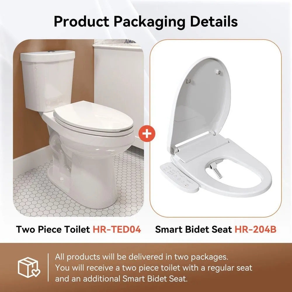 HOROW 17 in. ADA Dual Flush Elongated Toilet with Smart Bidet Seat, photo 3 of 10