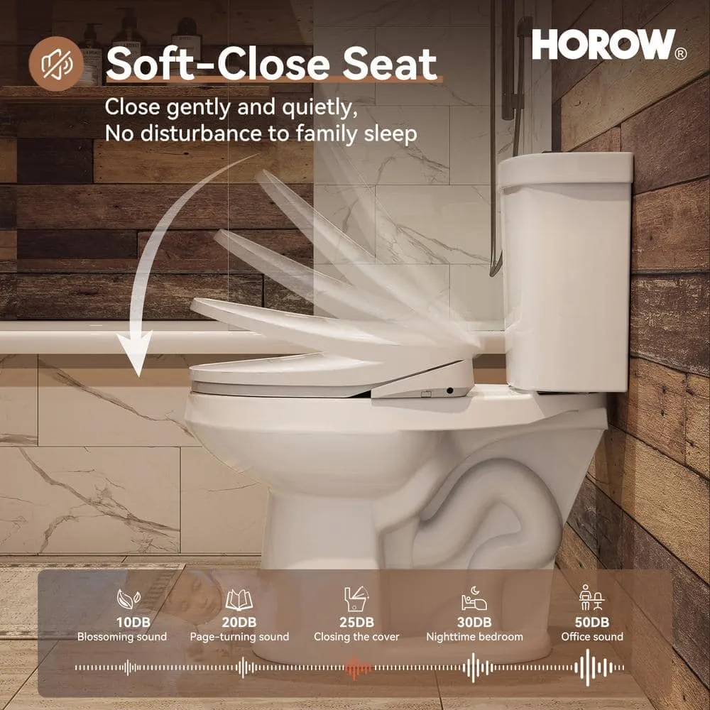 HOROW 17 in. ADA Dual Flush Elongated Toilet with Smart Bidet Seat, photo 9 of 10