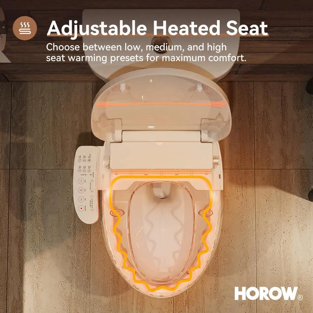 HOROW 17 in. ADA Dual Flush Elongated Toilet with Smart Bidet Seat, photo 7 of 10