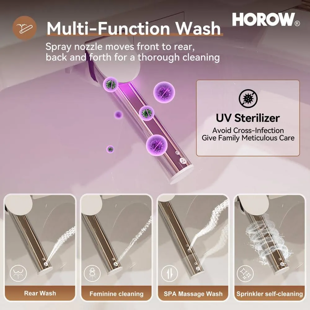 HOROW 17 in. ADA Dual Flush Elongated Toilet with Smart Bidet Seat, photo 4 of 10