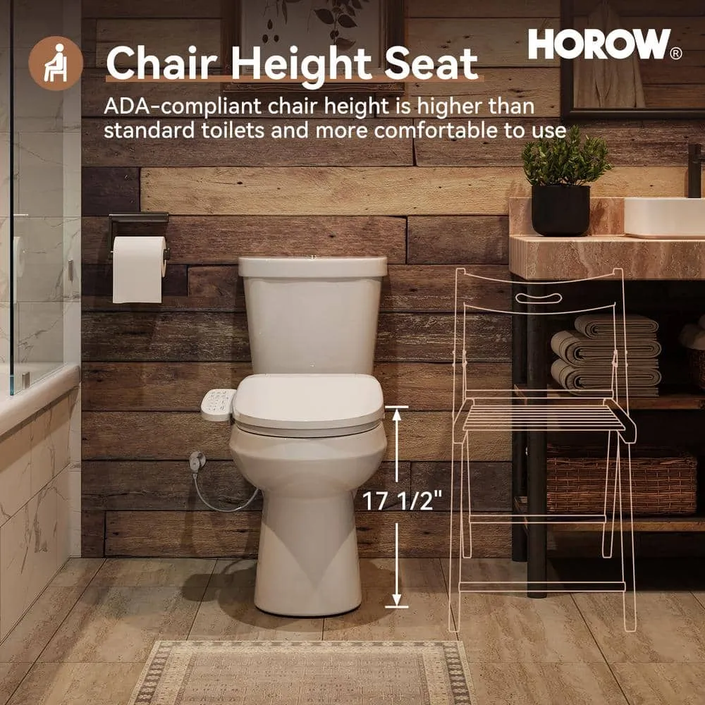 HOROW 17 in. ADA Dual Flush Elongated Toilet with Smart Bidet Seat, photo 8 of 10
