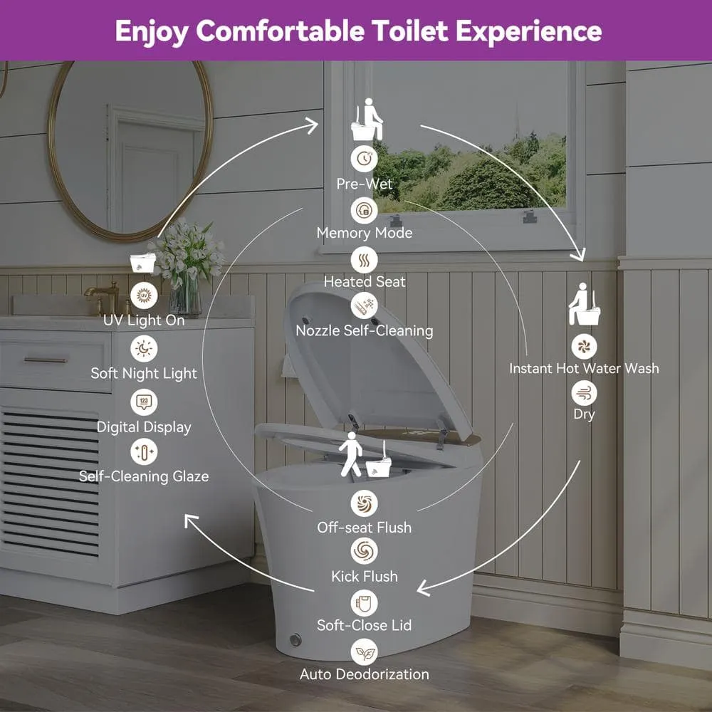 HOROW Elongated Smart Bidet Toilet with Rose Gold Backlid - Model HR-Y9, photo 4 of 10