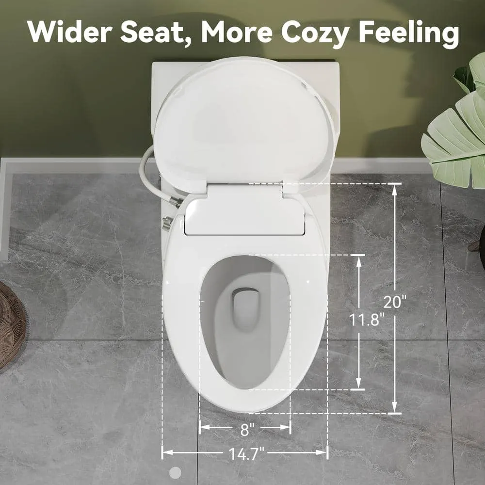 HOROW Chair Height Dual Flush Elongated Toilet with Non-Electric Bidet, photo 9 of 10