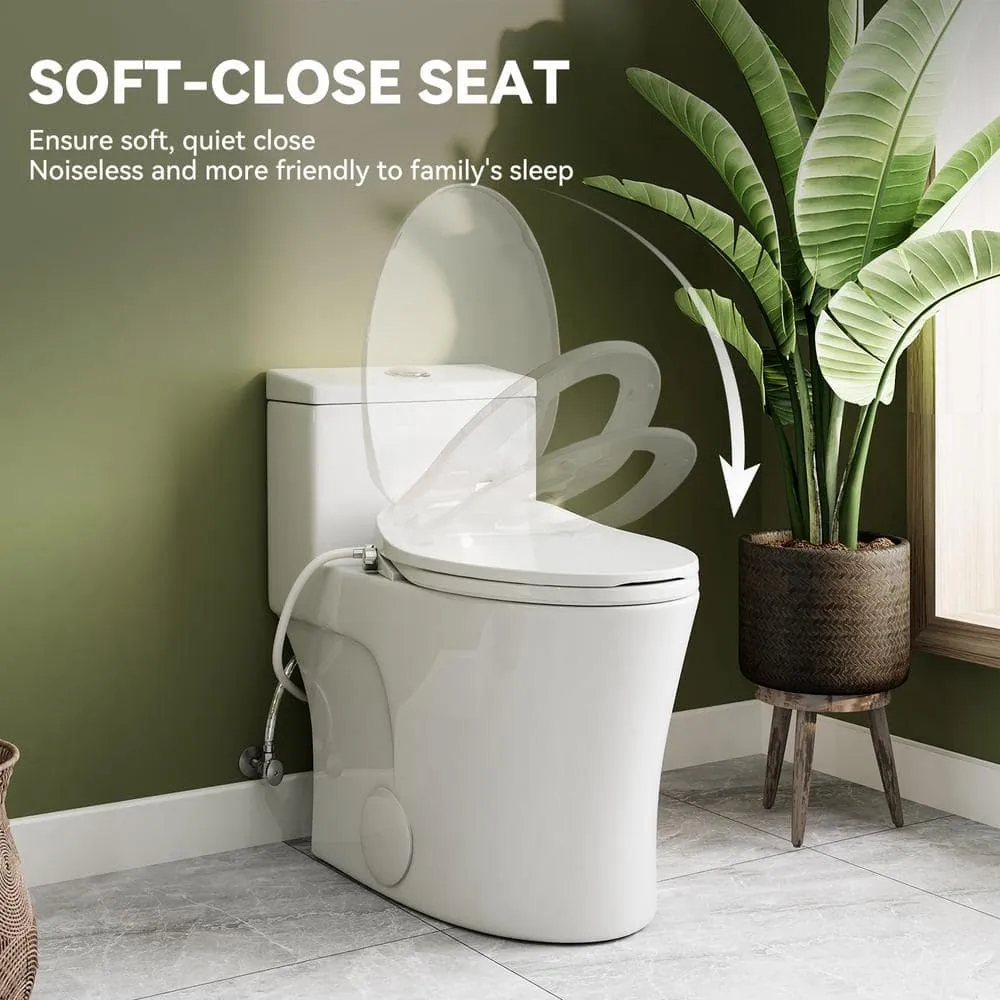 HOROW Chair Height Dual Flush Elongated Toilet with Non-Electric Bidet, photo 6 of 10
