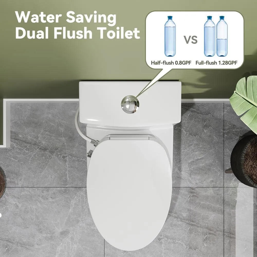 HOROW Chair Height Dual Flush Elongated Toilet with Non-Electric Bidet, photo 8 of 10