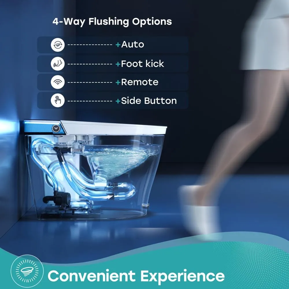 HOROW Elongated Smart Toilet Bidet 1.1 GPF with Built-in Tank, Warm Water, Night Light, Remote, photo 3 of 10