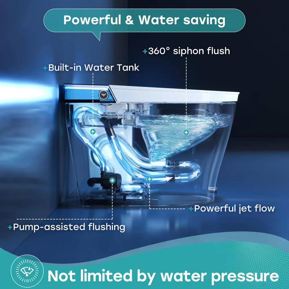 HOROW Elongated Smart Toilet Bidet 1.1 GPF with Built-in Tank, Warm Water, Night Light, Remote, photo 4 of 10