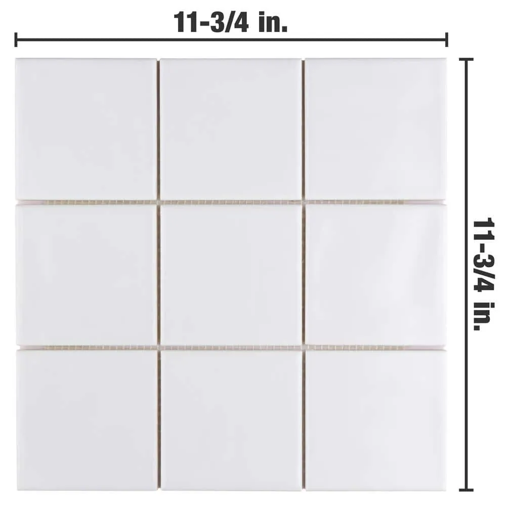 Merola Tile Twist Square White Ice 11-3/4 in. x 11-3/4 in. Ceramic Mosaic (9.79 sq. ft. /Case), photo 6 of 8