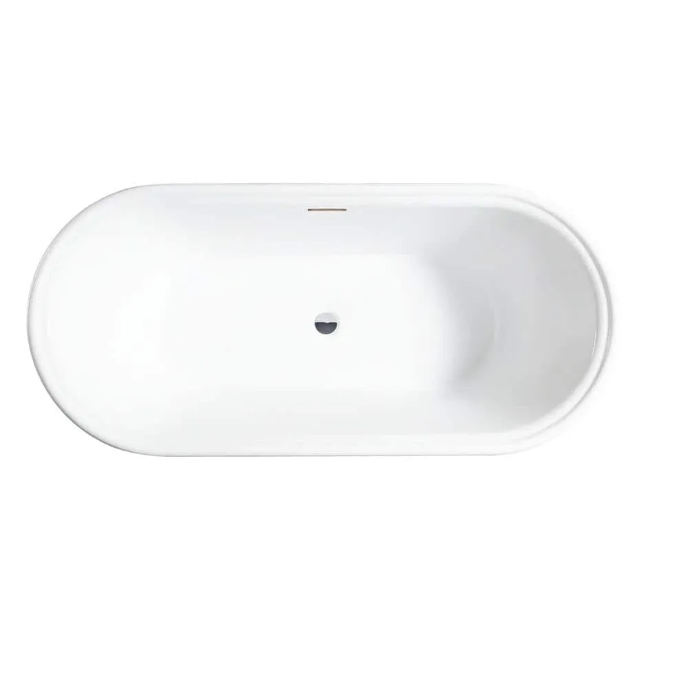 Vanity Art Versailles 67 in. x 31 in. Acrylic Freestanding Soaking Bathtub with Center Drain in White/Integrated Overflow, photo 4 of 6
