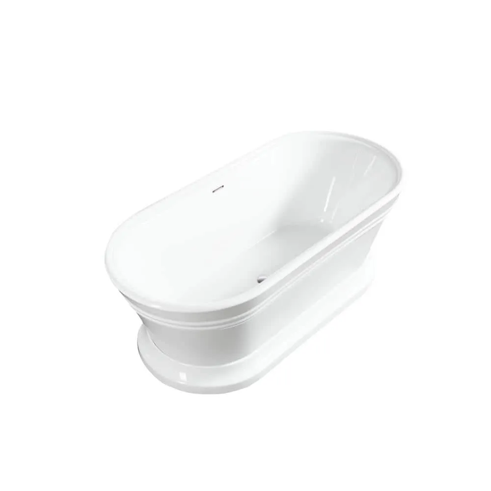 Vanity Art Versailles 67 in. x 31 in. Acrylic Freestanding Soaking Bathtub with Center Drain in White/Integrated Overflow, photo 3 of 6