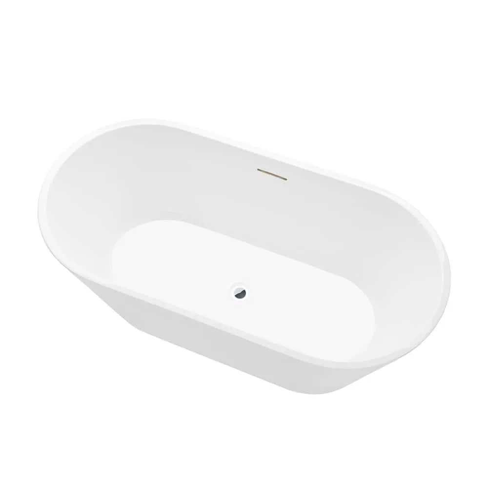 Vanity Art Domme 54 in. Acrylic Flatbottom Freestanding Non-Slip Bathtub in White/Integrated Overflow, photo 5 of 6