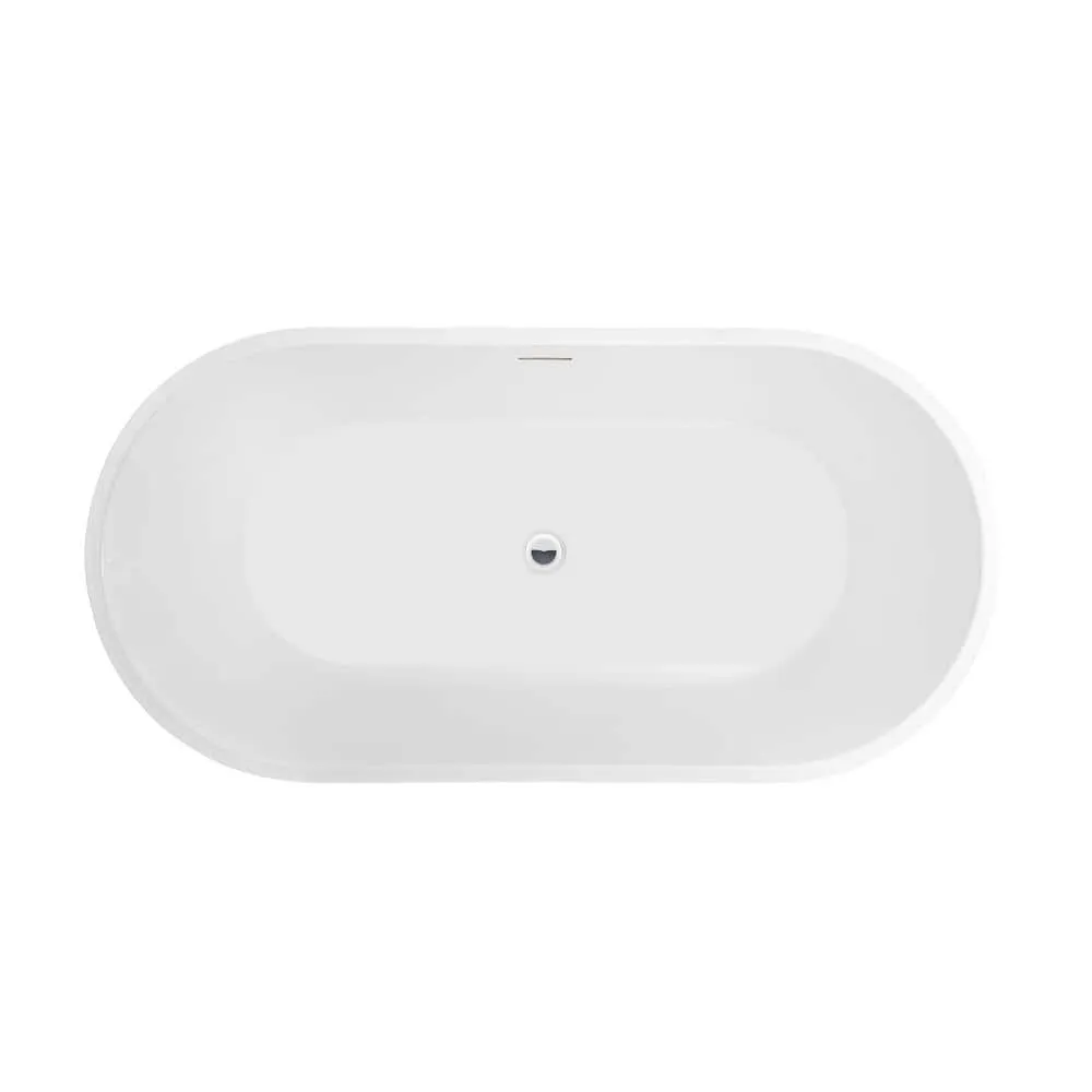 Vanity Art Domme 54 in. Acrylic Flatbottom Freestanding Non-Slip Bathtub in White/Integrated Overflow, photo 6 of 6