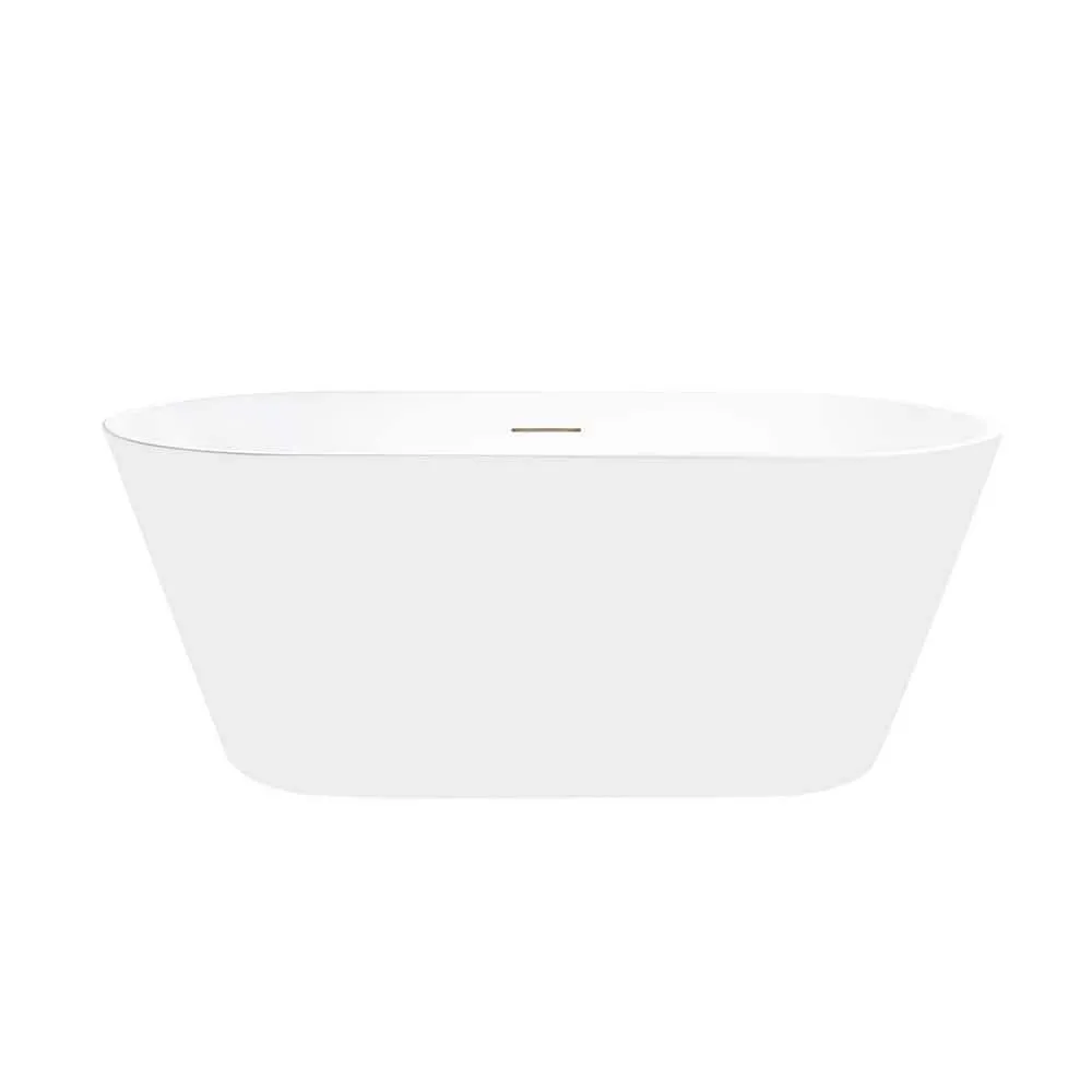 Vanity Art Domme 54 in. Acrylic Flatbottom Freestanding Non-Slip Bathtub in White/Integrated Overflow, photo 3 of 6