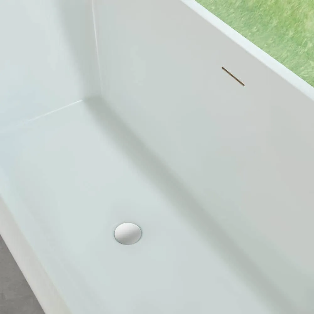 Vanity Art Nantes 67 in. x 30 in. Acrylic Freestanding Soaking Bathtub with Center Drain in White/Integrated Overflow, photo 5 of 8