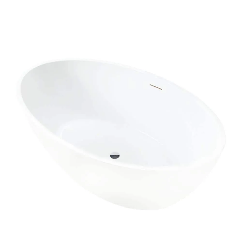 Vanity Art Amiens 69 in. x 40 in. Acrylic Flatbottom Freestanding Soaking Bathtub with Center Drain in White/Integrated Overflow, photo 2 of 5