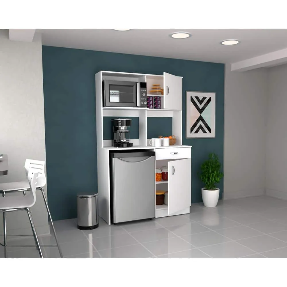 Inval Ready to Assemble 43.30 in. W x 70.60 in. H x 19 in. D Wood Breakroom Kitchenet Cabinet in White, photo 6 of 9