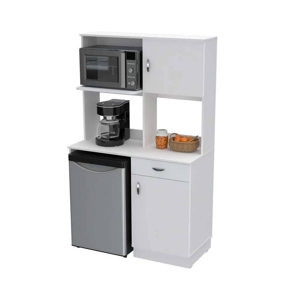 Inval Ready to Assemble 43.30 in. W x 70.60 in. H x 19 in. D Wood Breakroom Kitchenet Cabinet in White, photo 7 of 9
