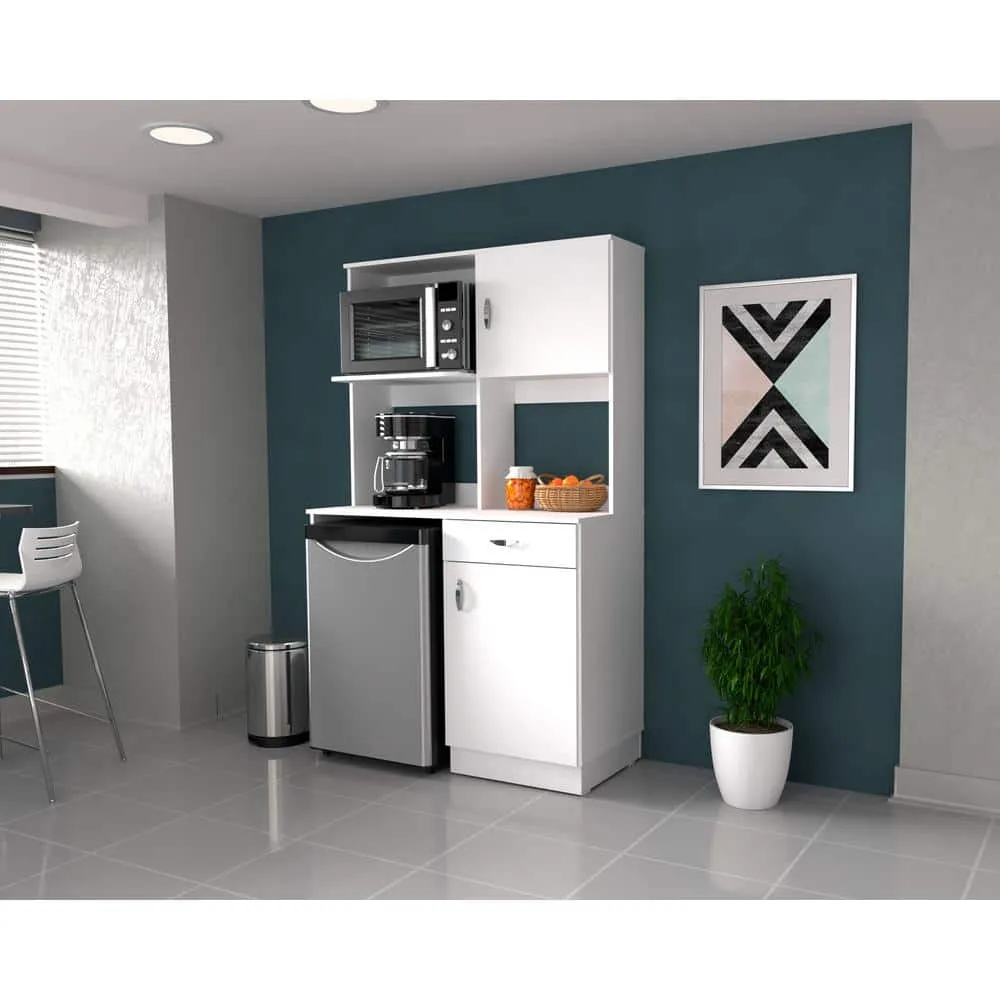 Inval Ready to Assemble 43.30 in. W x 70.60 in. H x 19 in. D Wood Breakroom Kitchenet Cabinet in White, photo 4 of 9