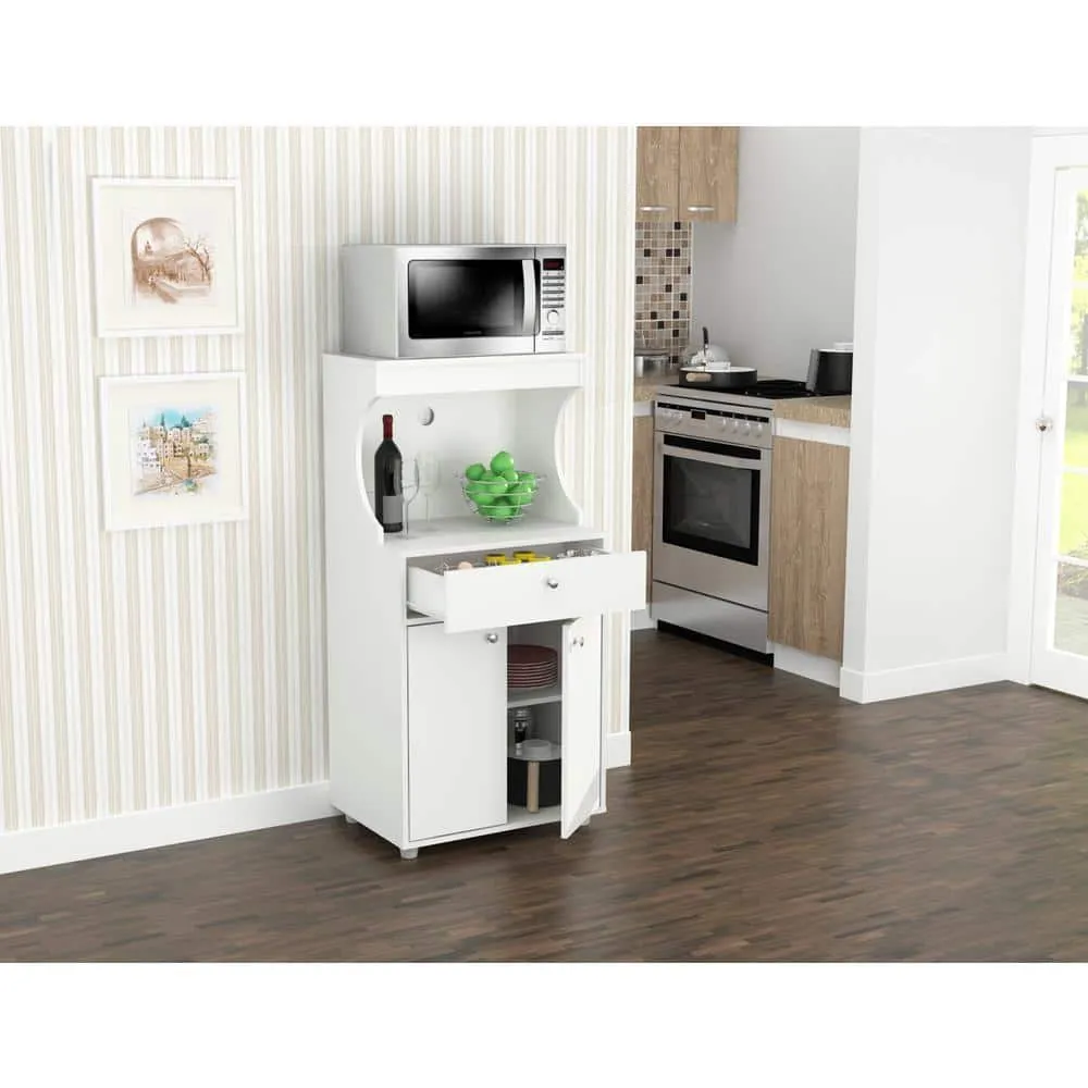 Inval Galley Ready to Assemble 23.6 in. W x 17.1 in. D x 50 in. H Microwave Storage Utility Cabinet in White, photo 8 of 8