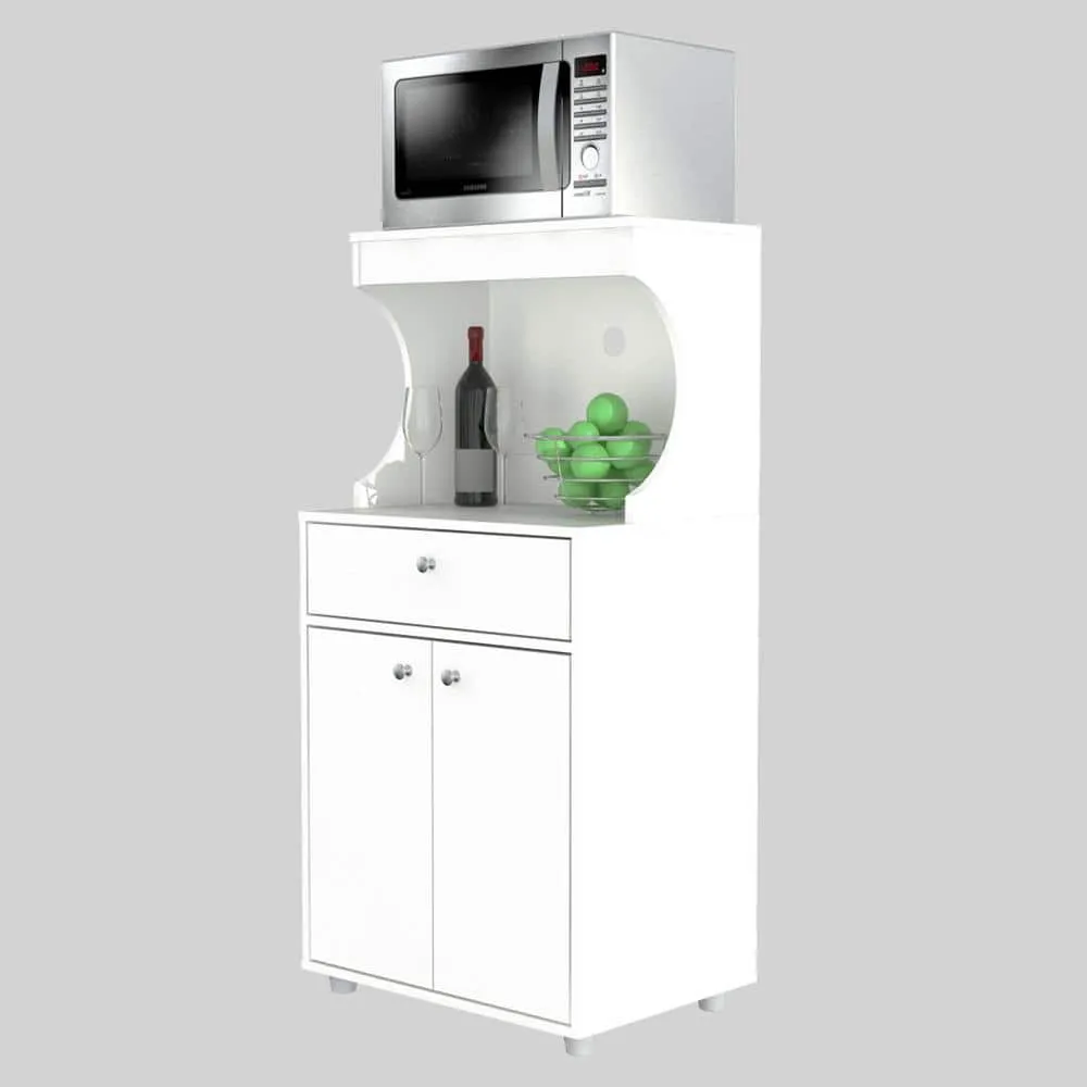 Inval Galley Ready to Assemble 23.6 in. W x 17.1 in. D x 50 in. H Microwave Storage Utility Cabinet in White, photo 3 of 8