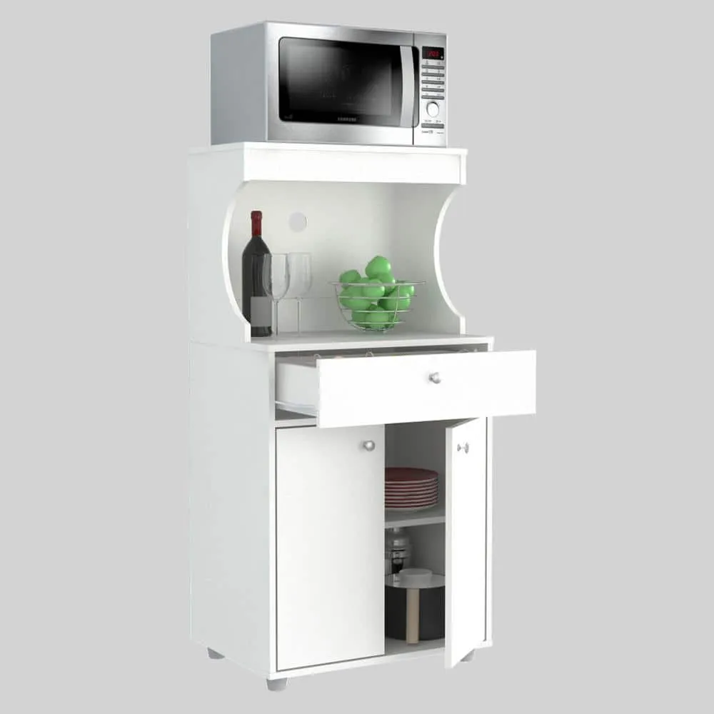 Inval Galley Ready to Assemble 23.6 in. W x 17.1 in. D x 50 in. H Microwave Storage Utility Cabinet in White, photo 6 of 8