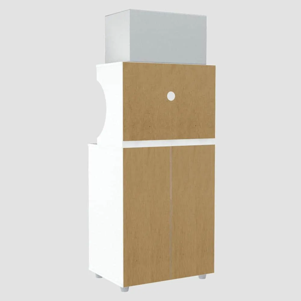 Inval Galley Ready to Assemble 23.6 in. W x 17.1 in. D x 50 in. H Microwave Storage Utility Cabinet in White, photo 4 of 8