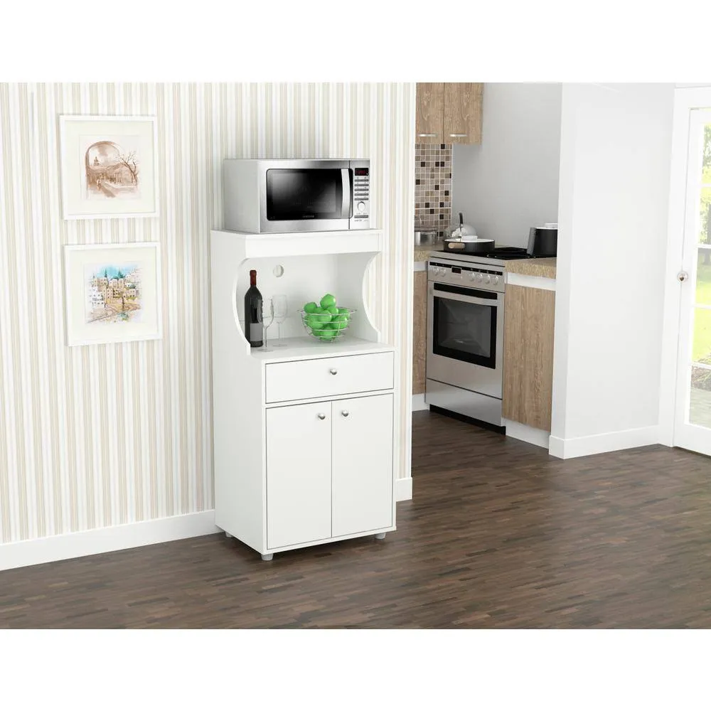 Inval Galley Ready to Assemble 23.6 in. W x 17.1 in. D x 50 in. H Microwave Storage Utility Cabinet in White, photo 5 of 8