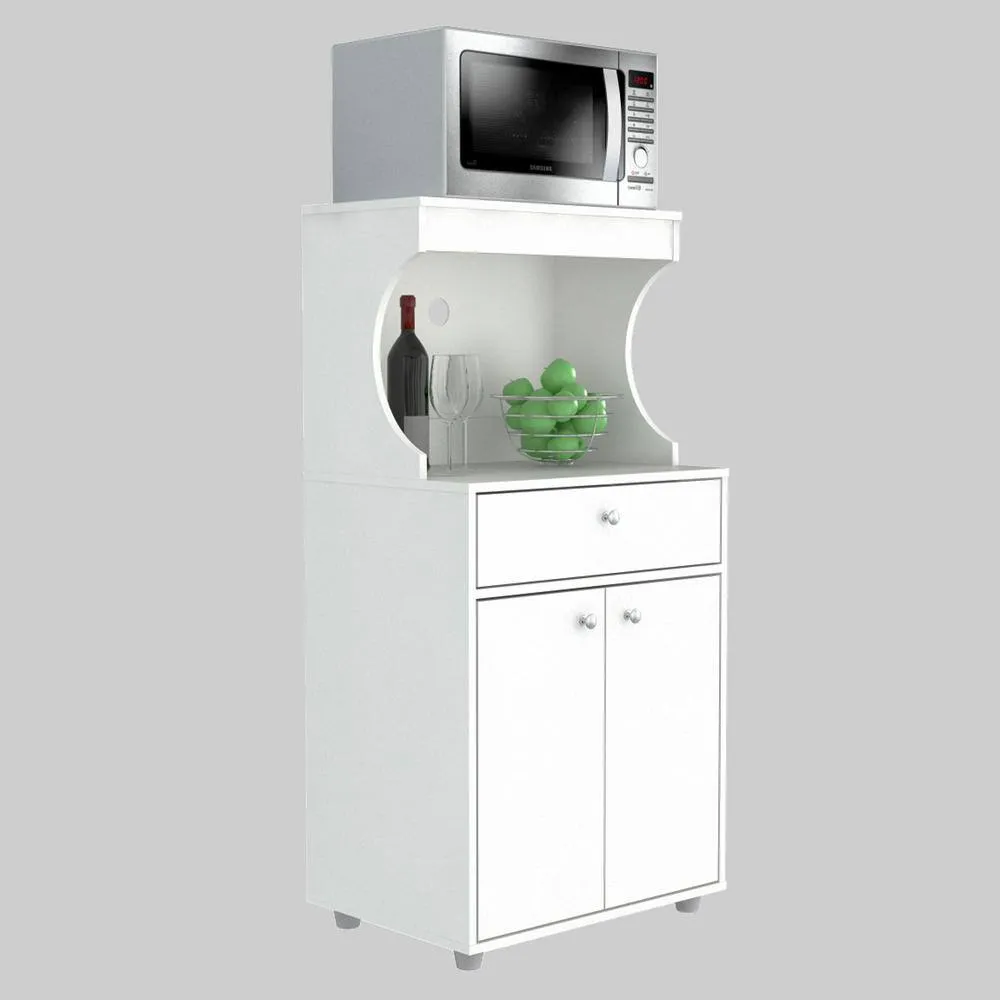 Inval Galley Ready to Assemble 23.6 in. W x 17.1 in. D x 50 in. H Microwave Storage Utility Cabinet in White, photo 2 of 8