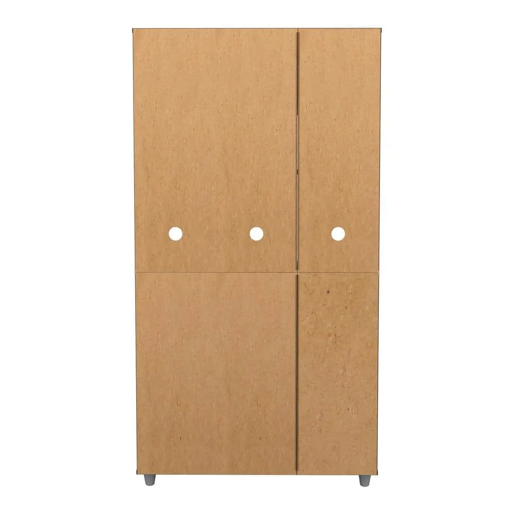 Inval 35.1 in. W x 66.1 in. H x 15.5 in. D Microwave Storage Utility Cabinet in White and Maple with 5 Doors and 10 shelves, photo 4 of 9