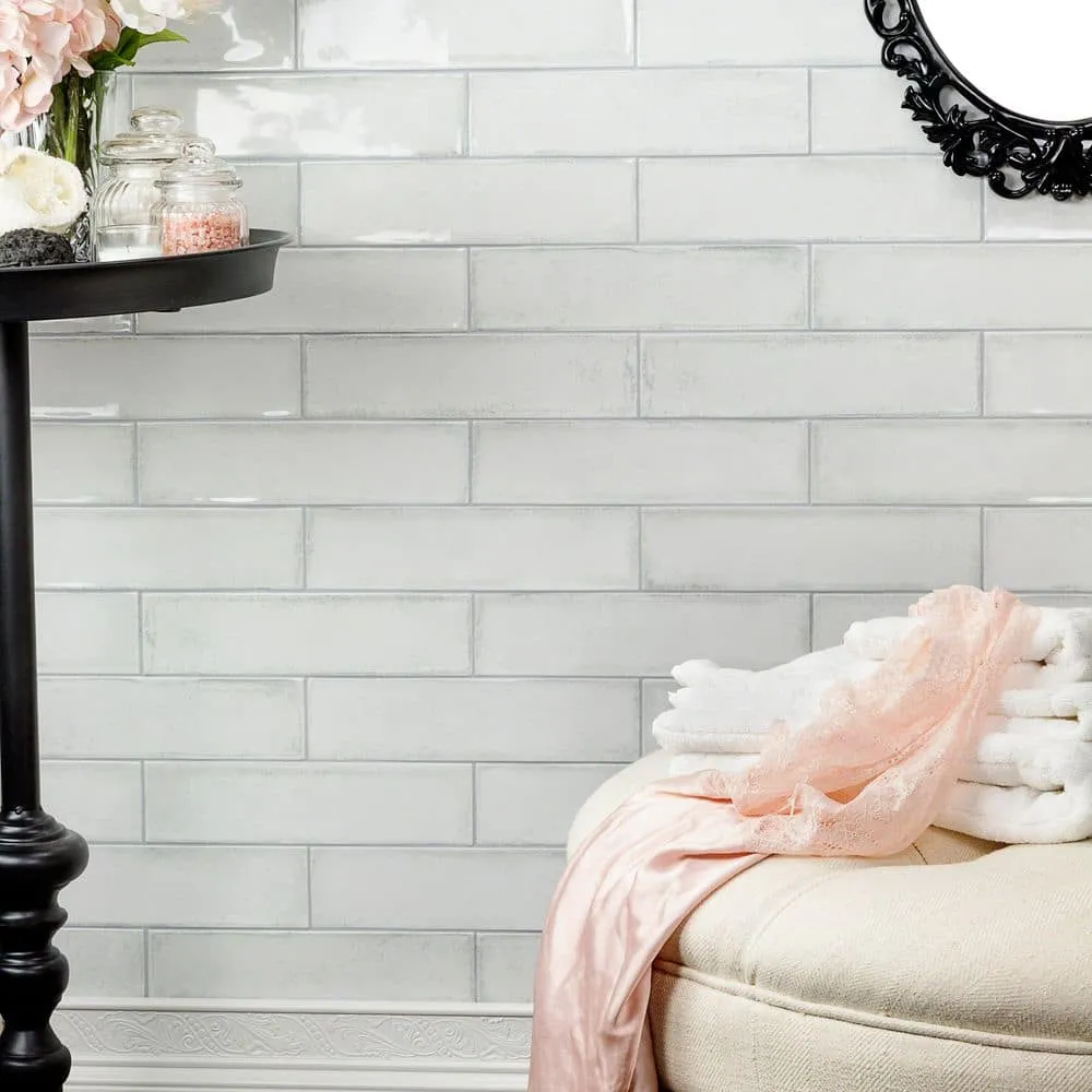 Ivy Hill Tile Moze White 3 in. x 12 in. 9 mm Ceramic Wall Tile (22-Piece) (5.38 sq. ft./Box), photo 6 of 8