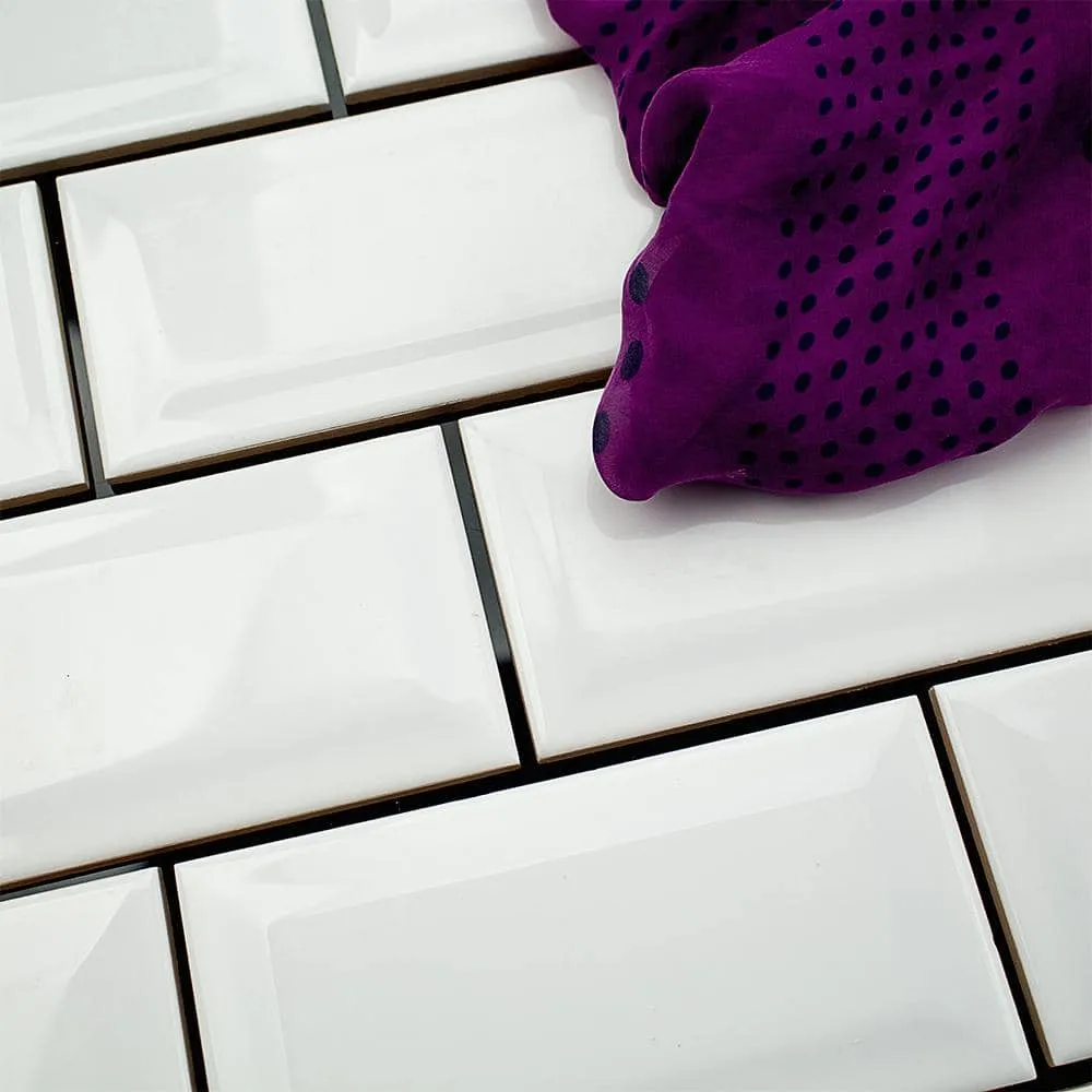 Ivy Hill Tile Essential White Beveled 3 in. x 6 in. x 6mm Polished Ceramic Subway Wall Tile (10.76 sq. ft./case), photo 3 of 8